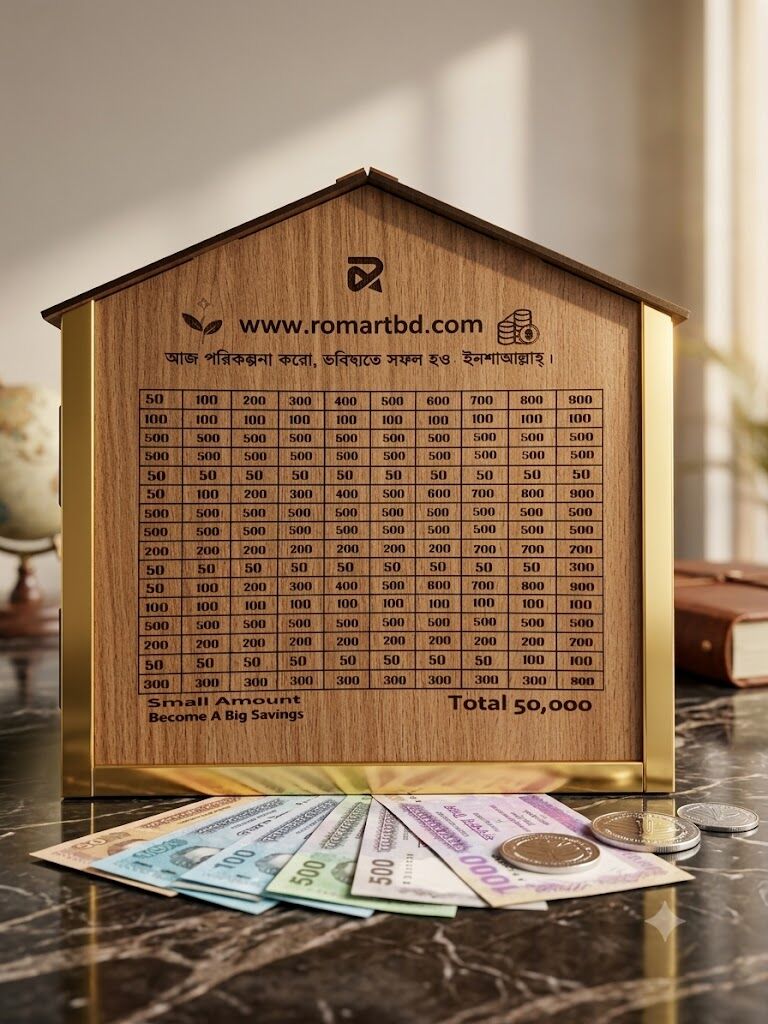 🏠💰 Wooden House Money Saving Bank – Smart Savings Box