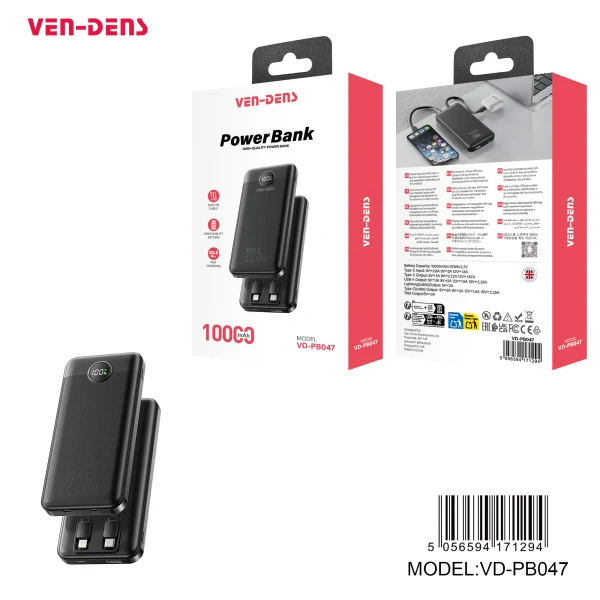 🔋 VEN-DENS VD-PB047 10000mAh Power Bank