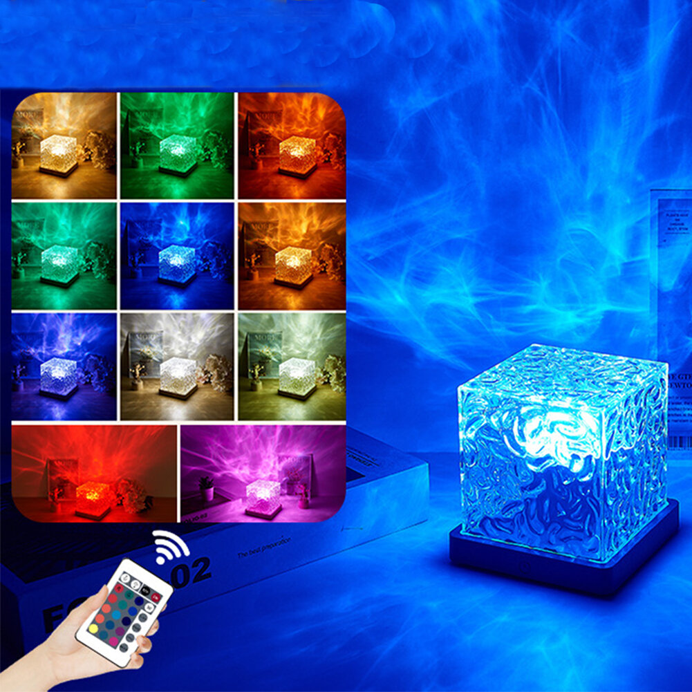 🌊 GC Dynamic Rotating Water Ripple Night Light – 16 Color LED 💡✨