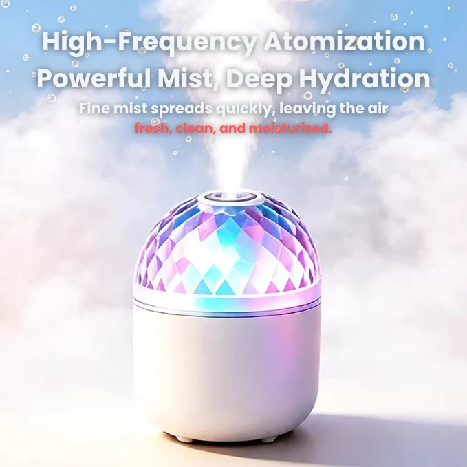 💎 UBliss Crystal Light Projector Humidifier – 7 Color RGB LED 🌫️✨