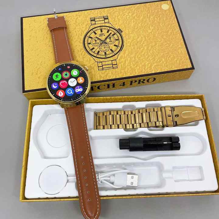 Watch 4 Pro Golden Edition – Bluetooth Calling Smartwatch ✨👑
