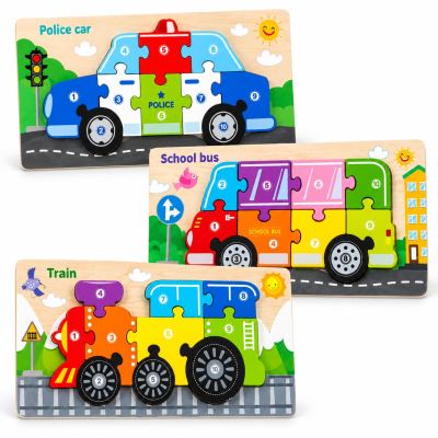 Wooden Bus, Beku And police Car Puzzle